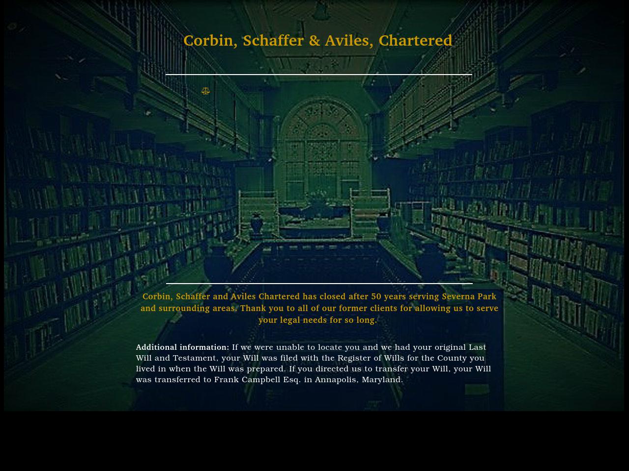 Corbin, Schaffer & Aviles, Chartered - Severna Park MD Lawyers