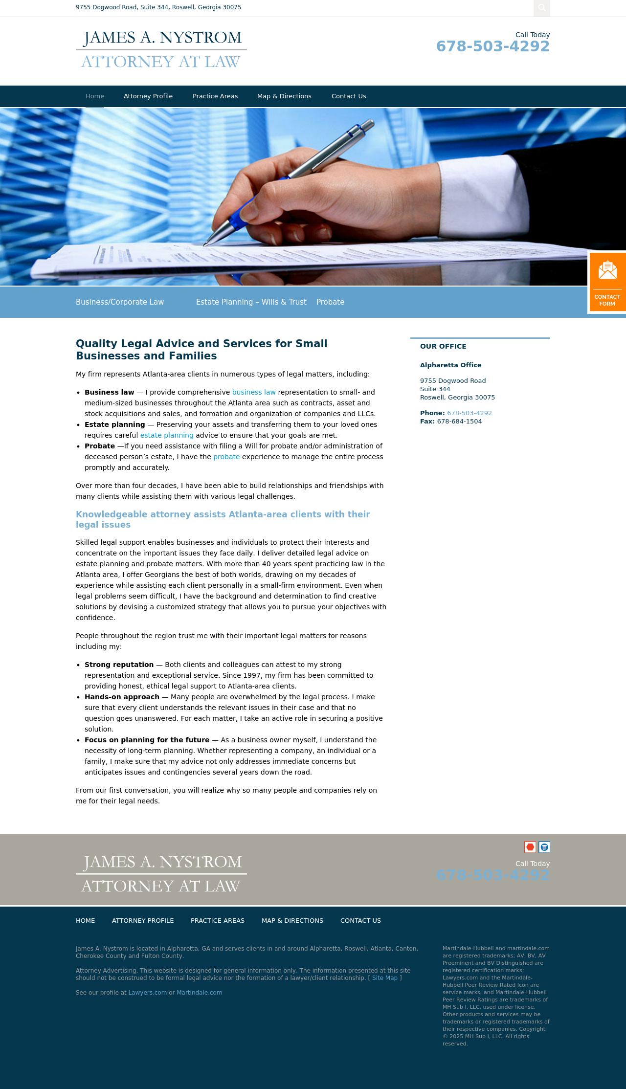 James A. Nystrom, Attorney at Law - Alpharetta GA Lawyers