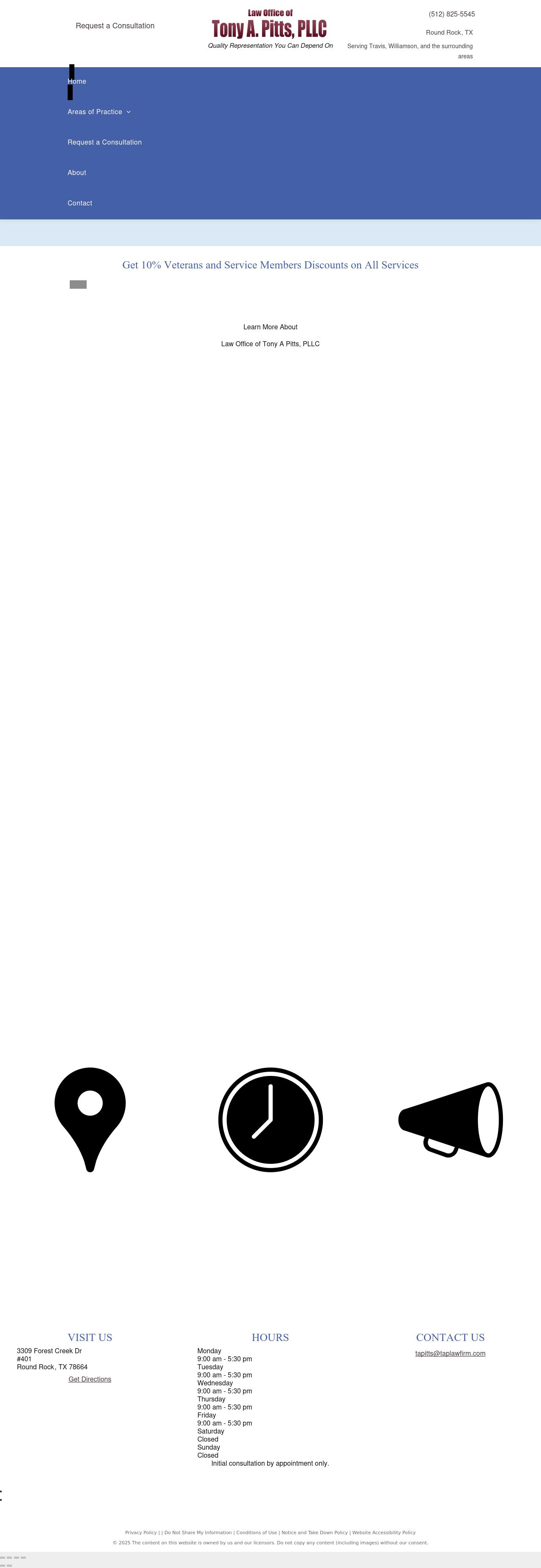 Law Office of Tony A. Pitts - Round Rock TX Lawyers