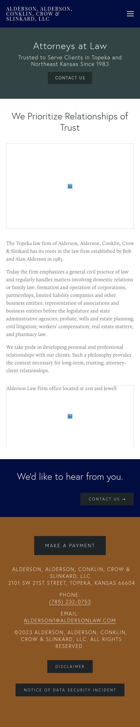Alderson, Alderson, Weiler, Conklin, Burghart & Crow, L.L.C. - Topeka KS Lawyers
