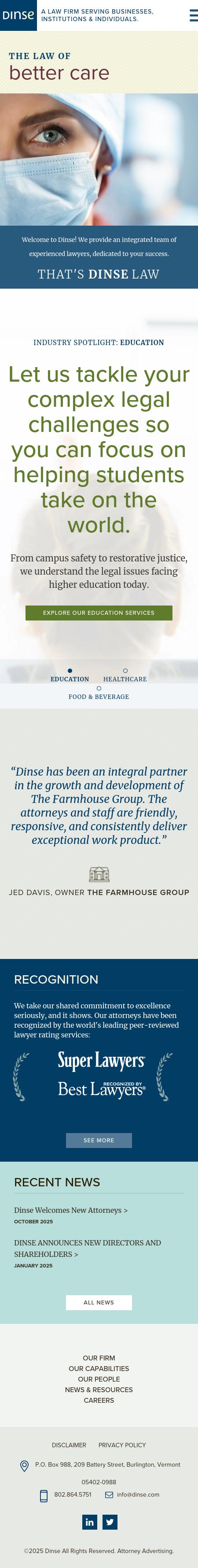 Dinse, Knapp & McAndrew, P.C. - Burlington VT Lawyers