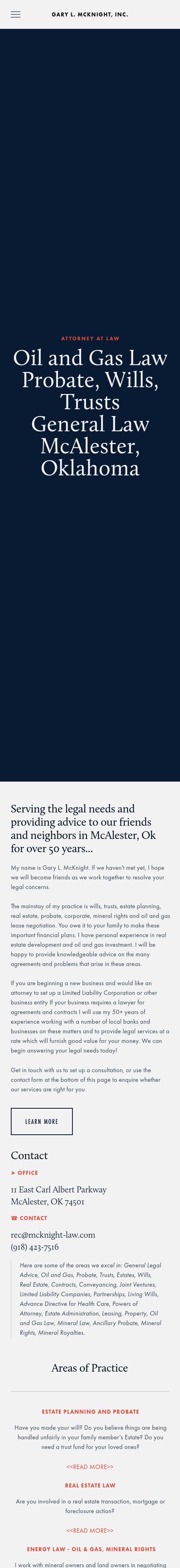 Gary L. McKnight, Inc. - McAlester OK Lawyers