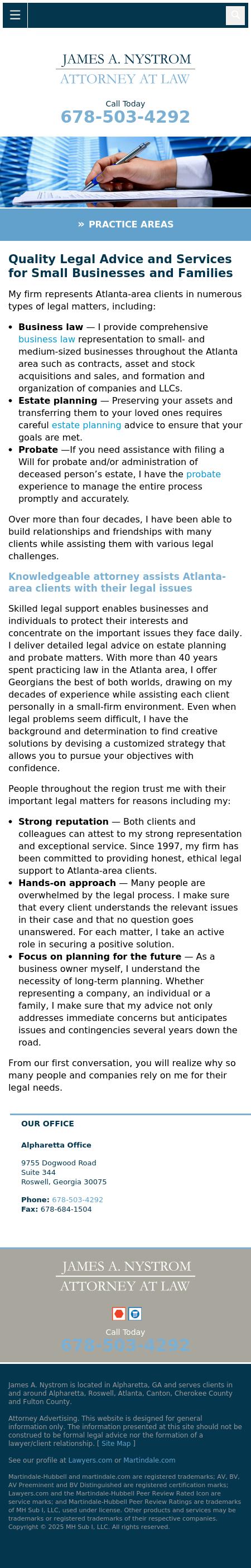 James A. Nystrom, Attorney at Law - Alpharetta GA Lawyers