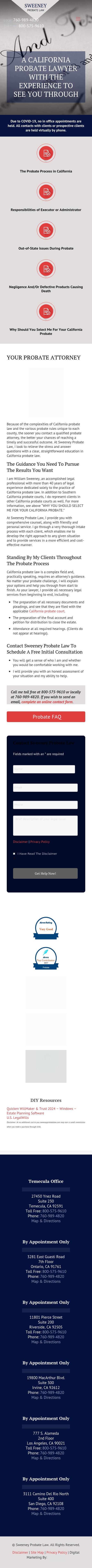 Sweeney Probate Law - Hemet CA Lawyers