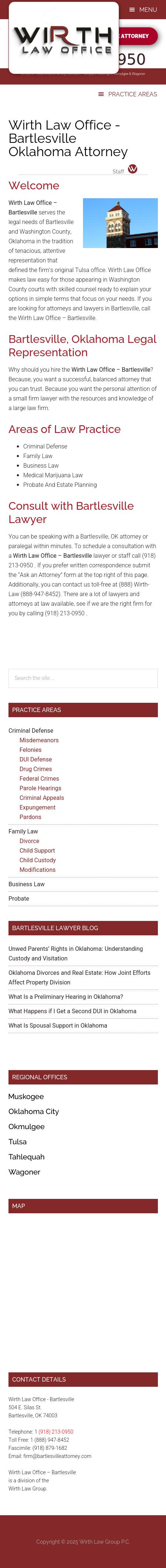 Wirth Law Office - Bartlesville Attorney - Bartlesville OK Lawyers