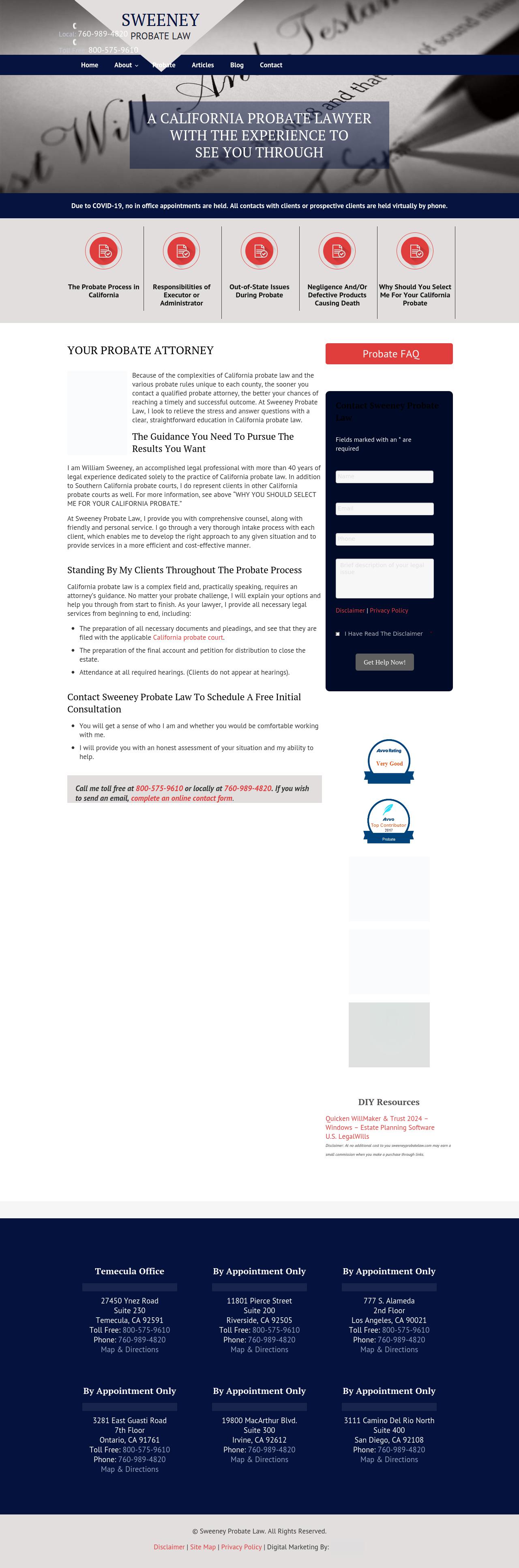 Sweeney Probate Law - Hemet CA Lawyers