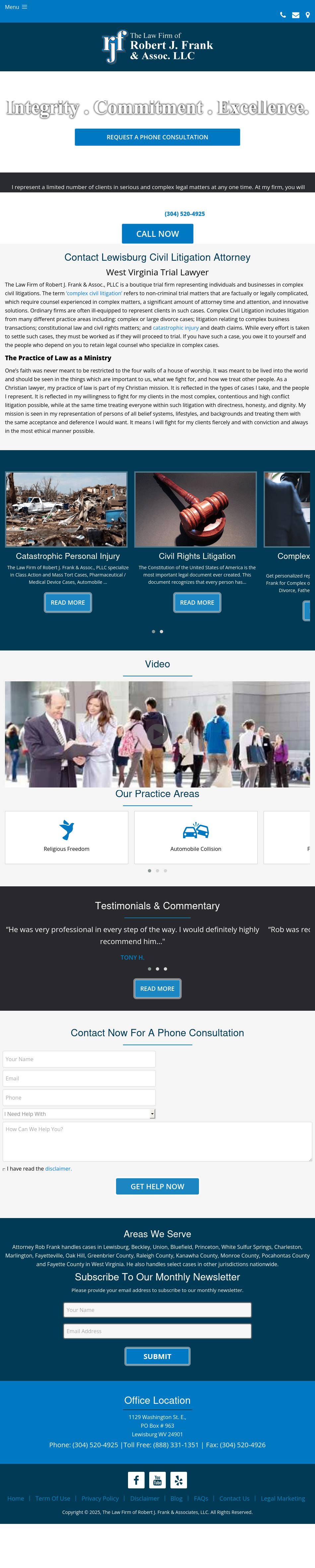 The Law Firm of Robert J. Frank & Associates, LLC - Lewisburg WV Lawyers