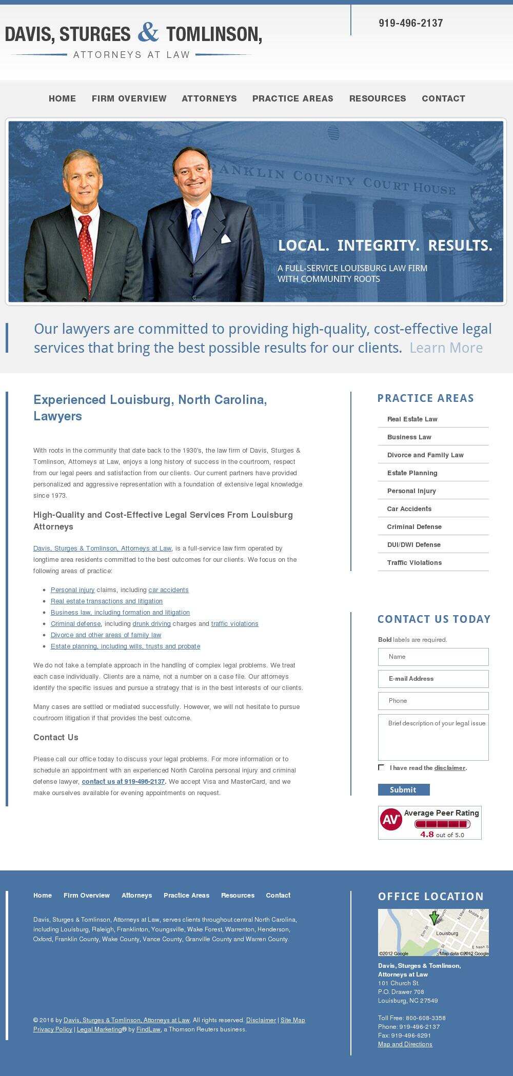 Davis, Sturges & Tomlinson, Attorneys at Law - Louisburg NC Lawyers