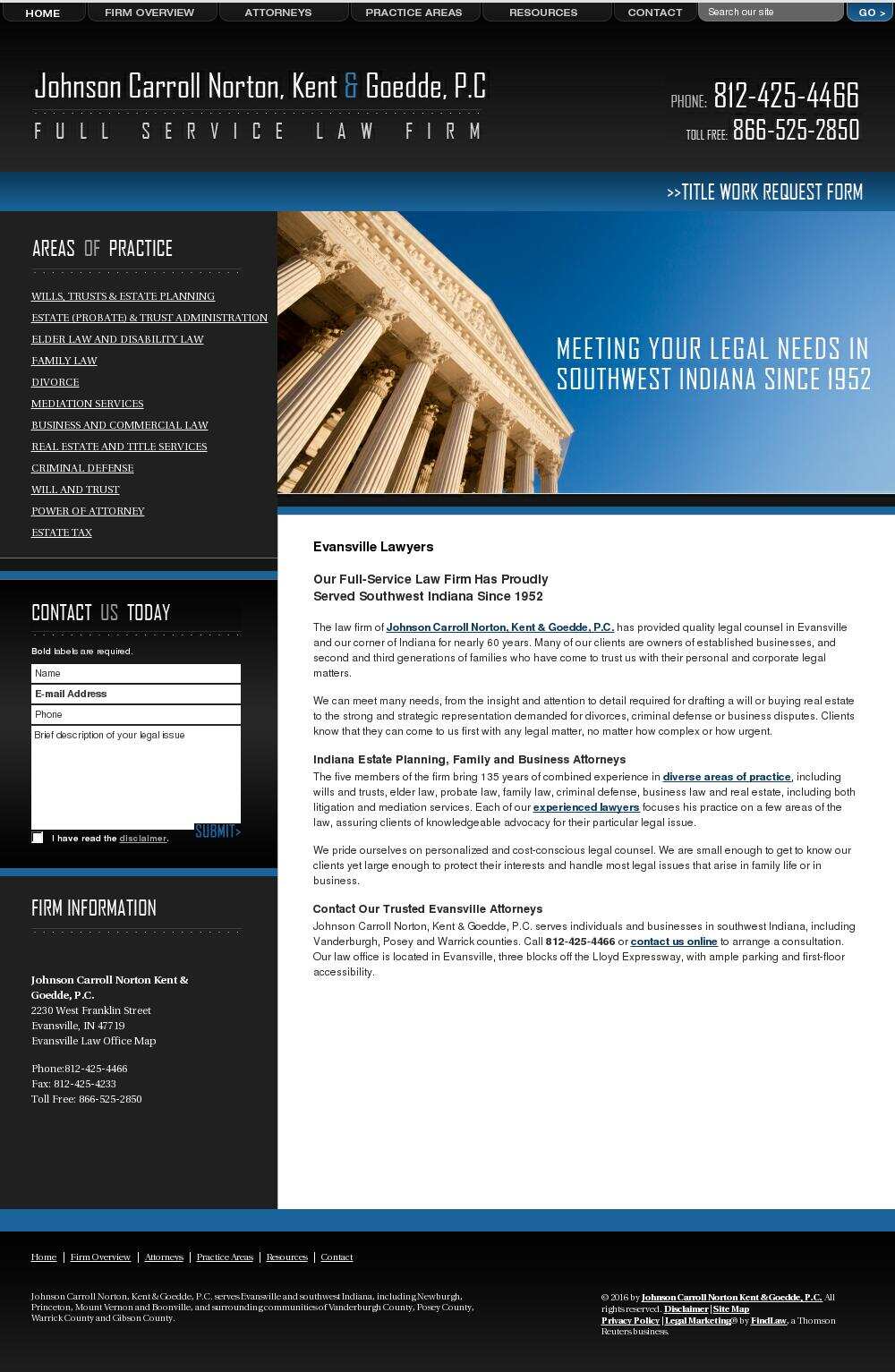 Johnson Carroll Norton Kent & Goedde, P.C. - Evansville IN Lawyers