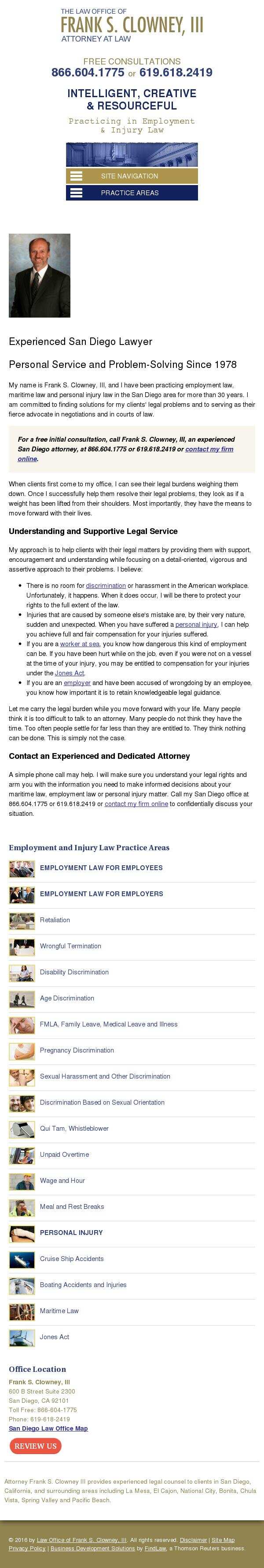 Law Office of Frank S. Clowney, III - San Diego CA Lawyers