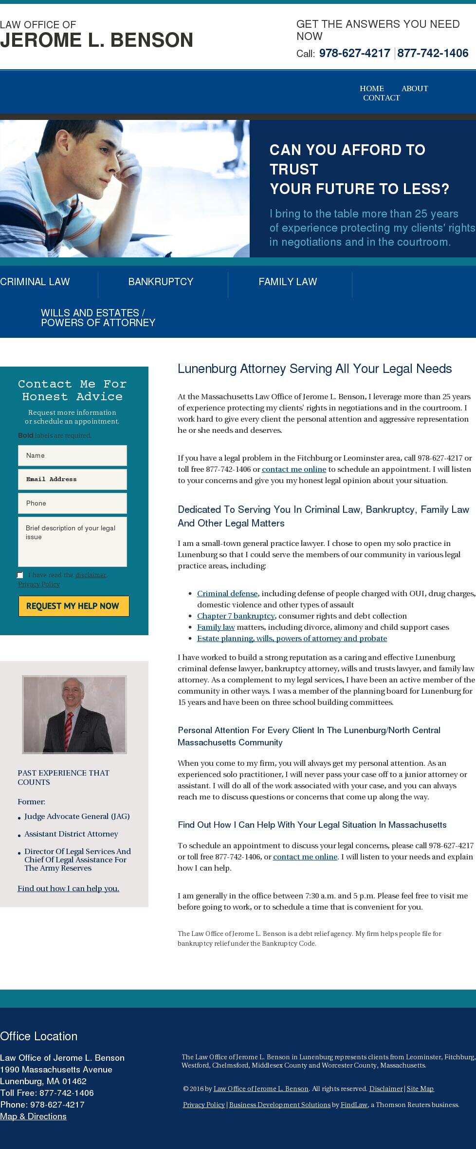 Law Office of Jerome L. Benson - Lunenburg MA Lawyers