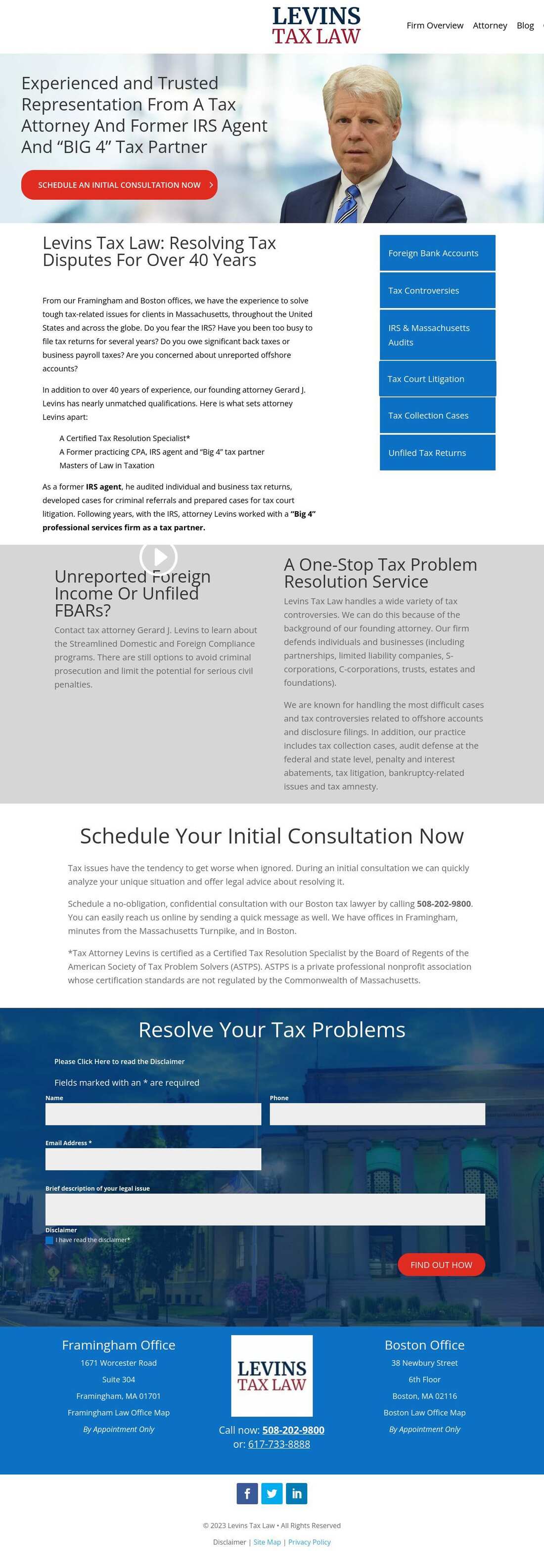 Levins Tax Law - Boston MA Lawyers