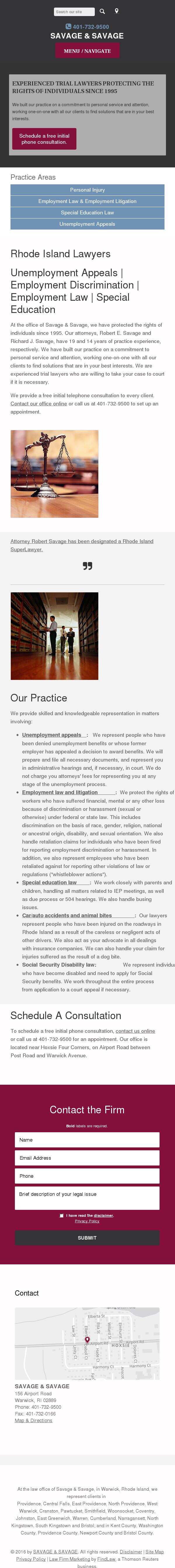 SAVAGE & SAVAGE - Warwick RI Lawyers