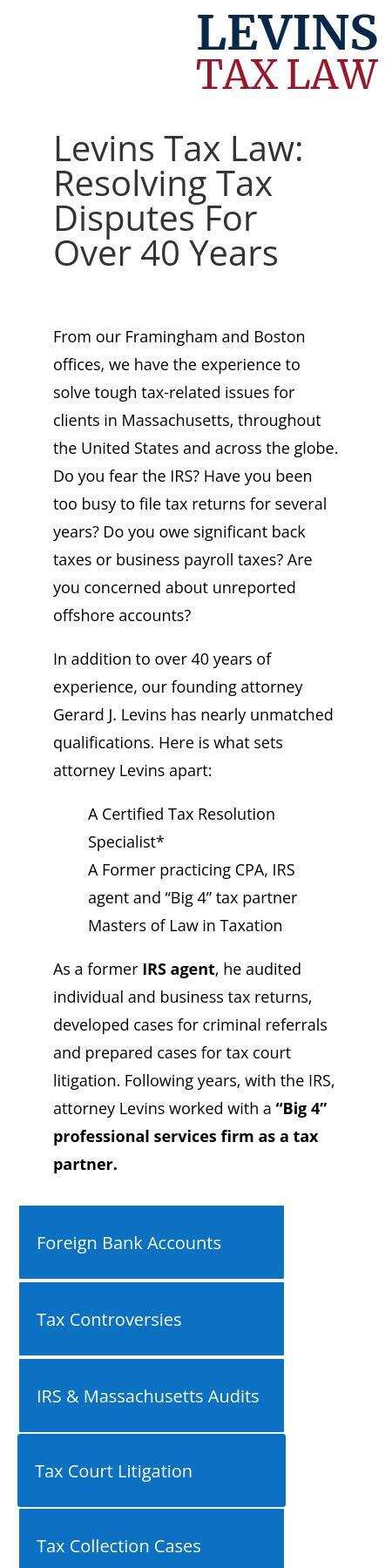 Levins Tax Law - Boston MA Lawyers