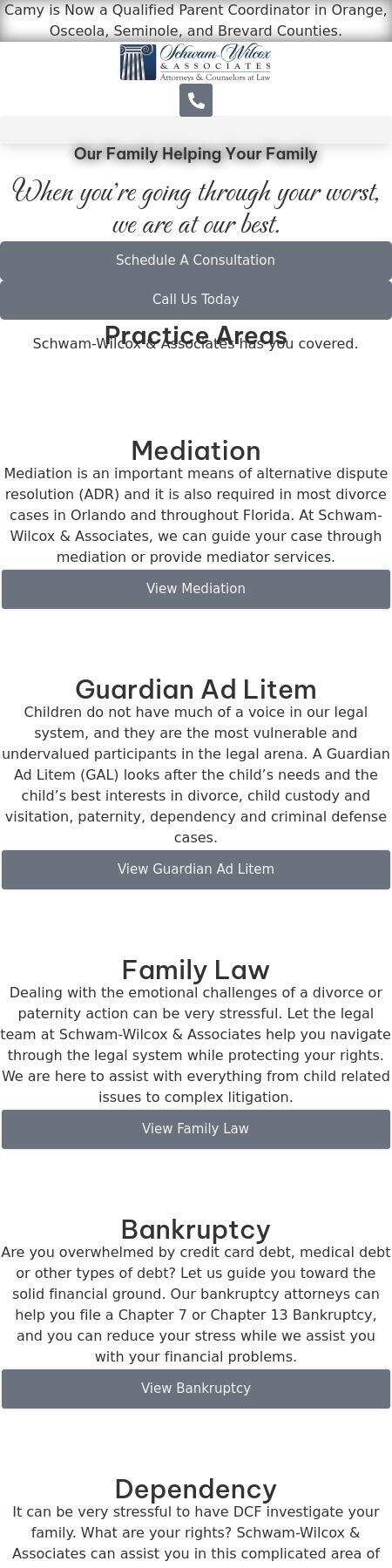 Schwam-Wilcox & Associates, Attorneys and Counselors at Law - Orlando FL Lawyers