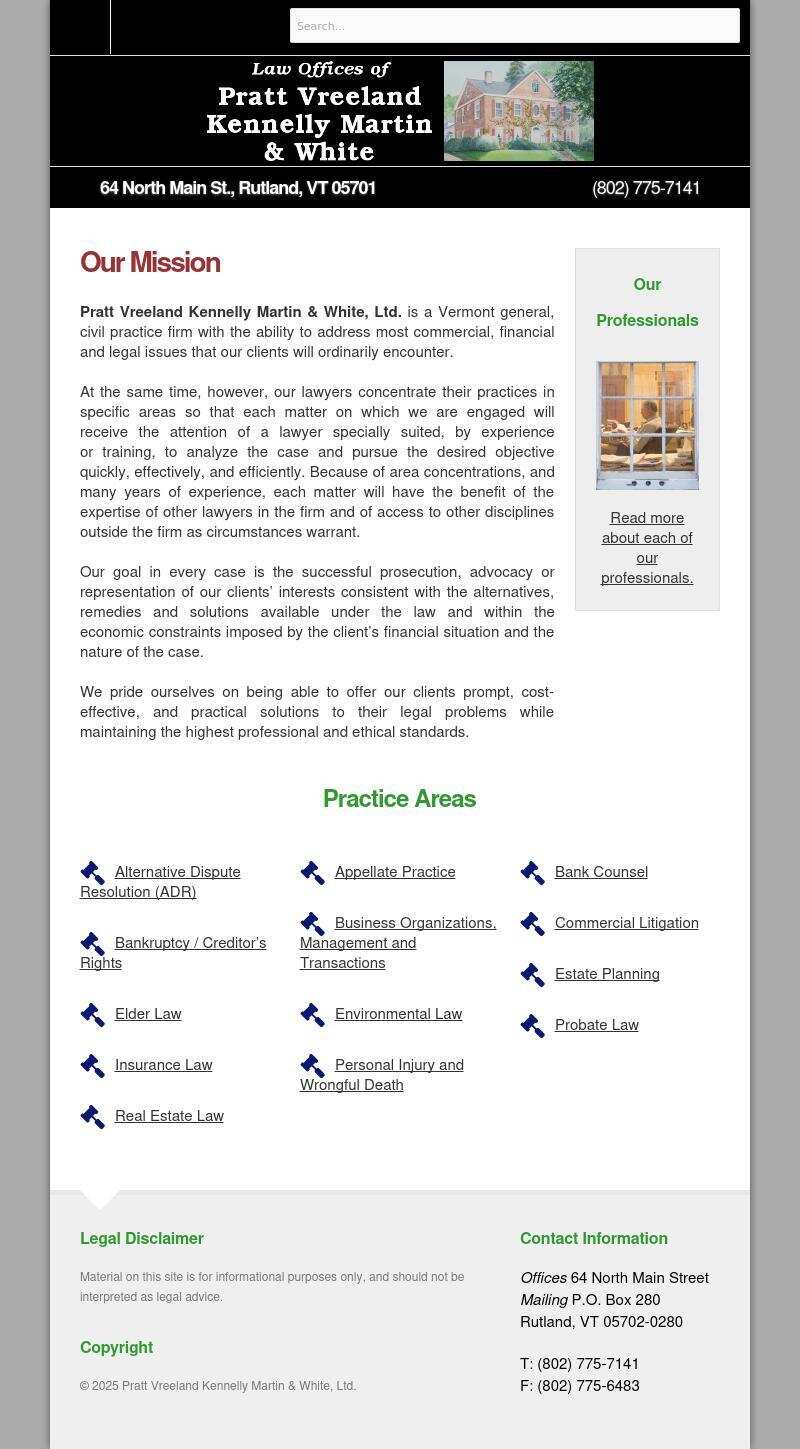 Pratt, Vreeland, Kennelly, Martin & White, LTD. - Rutland VT Lawyers